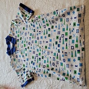 Nautical flag polo style shirt.